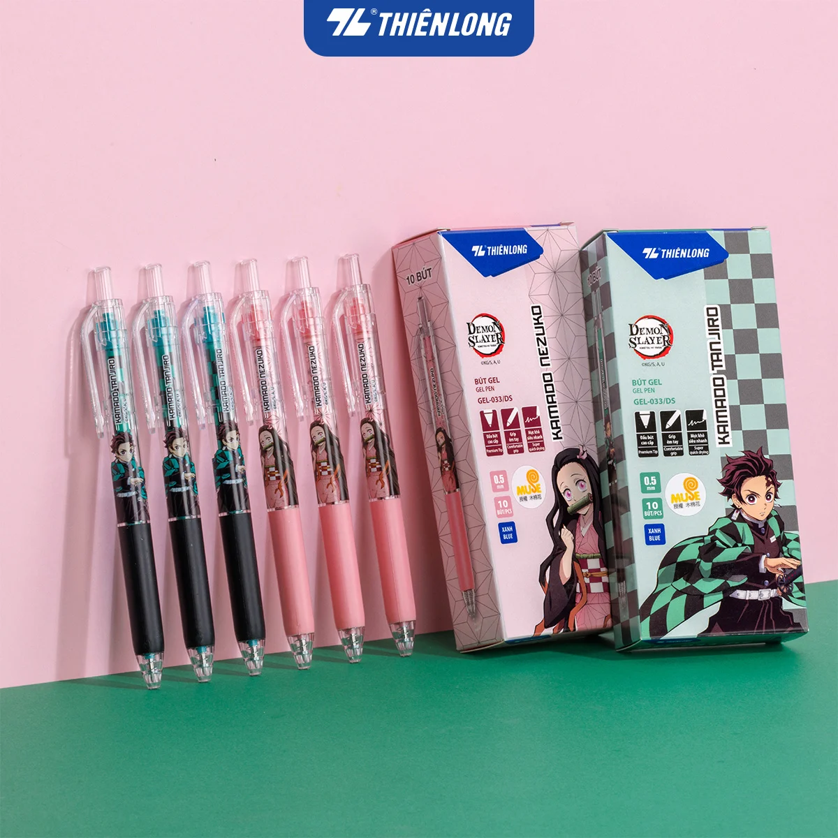 Combo 5/10/20 Bút gel Quick Dry Thiên Long Gel-033/DS Phiên bản đặc biệt Demon Slayer - Mực khô siêu nhanh